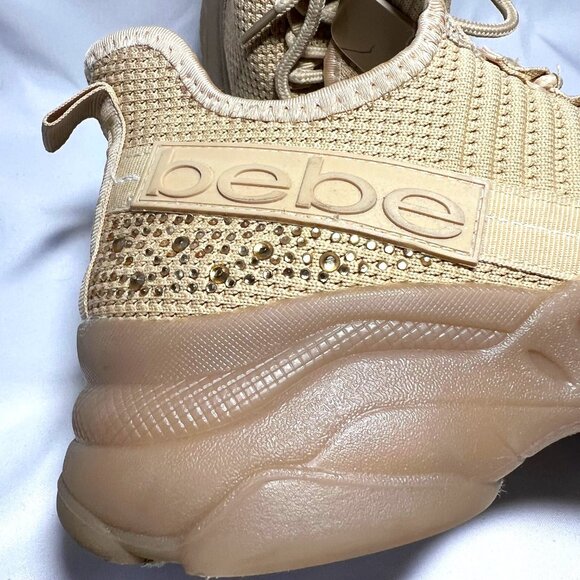 Bebe Sport Analia Women's Gold/Tan/Rhinestone Sneakers-Slip On-Sz.8 1/2-Comfy - Picture 10 of 16
